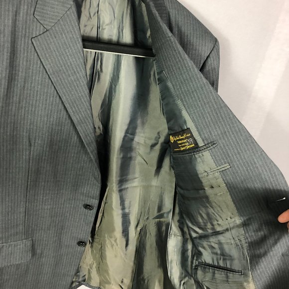 Hickey Freeman Gray Stripe Notch Lapel Wool Suit Jacket Size 48L - Picture 4 of 9